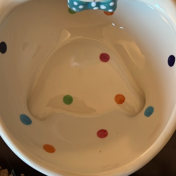 Easter Bunny 3-D White Polka Dot Bow Tie Candy Trinket Bowl Dish - Picture 9 of 15